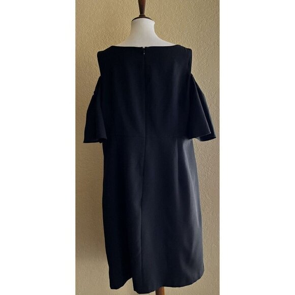 Eliza J Womens Plus Black Cold Shoulder Ruffle Sheath Dress Size 22W - Picture 3 of 11